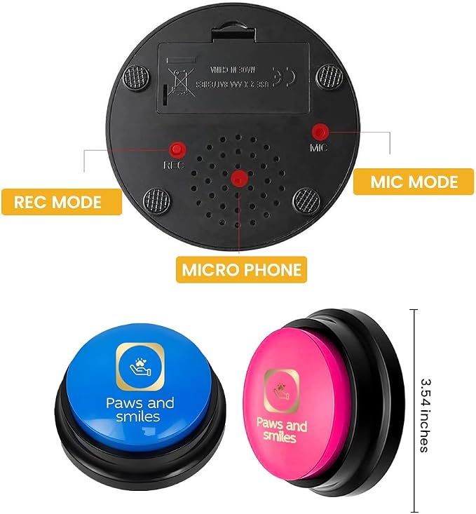 Paws and Smiles Dog Buttons for Communication, 8 Pack