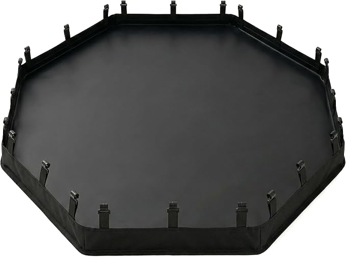 PJYuCien 2-in-1 Octagonal Dog Playpen Pad, 24" Side Waterproof Bottom Liner Escape-Proof Top Cover, 600D Oxford with Snap Hooks for Puppy Small Animals, Black