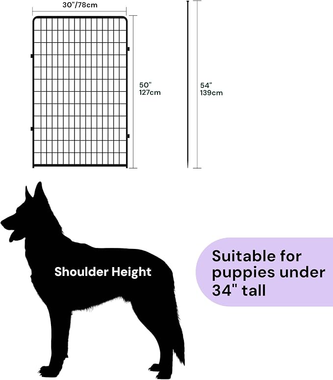 SunsGrove 50 inch 4 Panels Dog Playpen Outdoor for Small and Medium Dogs, Free and Safe Play Dog Fence Indoor, Black