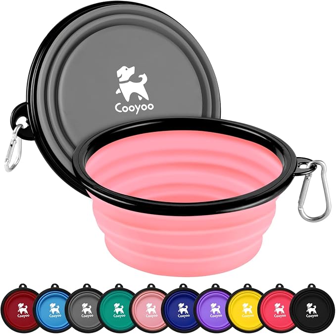 COOYOO Collapsible Dog Bowl, 2 Pack, with Carabiners