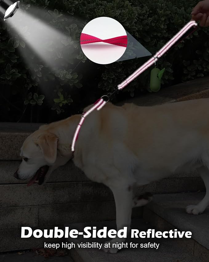 Joytale Short Dog Leash for Close Control & Training, 24", Hot Pink | Padded Comfort Handle, Reinforced Nylon Webbing, Secure Metal Clip, for Busy Streets & Heel Training