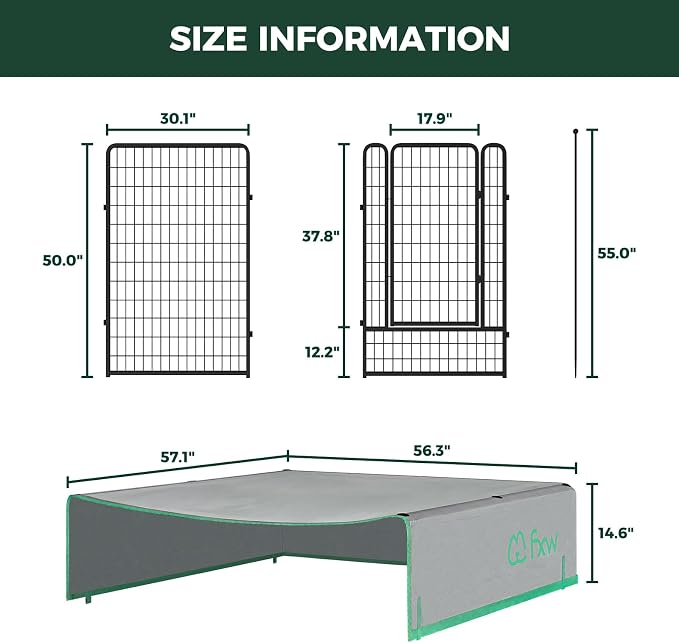 FXW Rollick Unleashed Dog Playpen, 50in, 16 Panels with Sun Shade, Large, Black