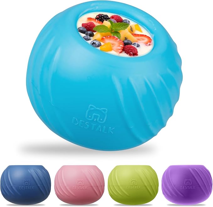 Long-Lasting Dog Lick Toy, Wobbly Dog Enrichment Lick Bowl to Keep Dogs Busy, Interactive Stuffable Dog Treat Feeder for Boredom, Silicone Treat Dispensing Chew Toy(Light Blue,L)