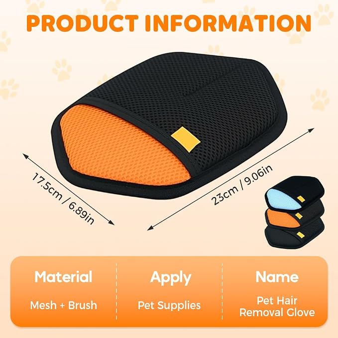 Pet Hair Removal Glove for Cats & Dogs, 2026 New Pet Hair Remover for Laundry, Reusable Electrostatic Pet Hair Remover Gloves (Orange)