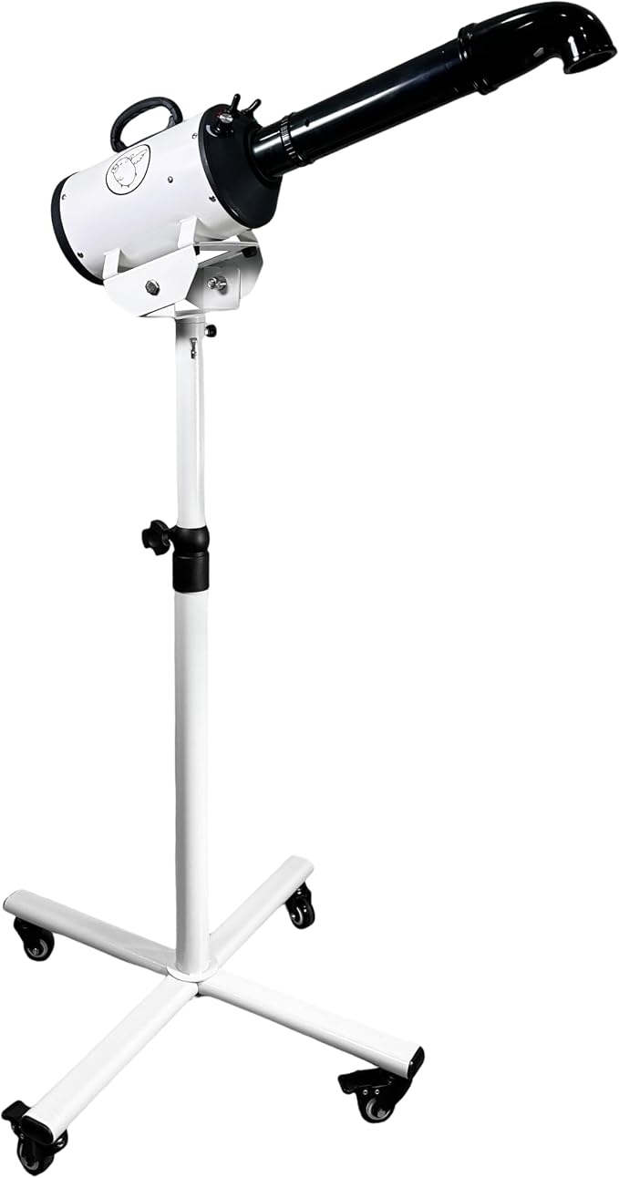 Flying Pig High Velocity Dog Pet Stand Grooming Dryer w/Variable Air Speed & Heat (White w/Black Logo)