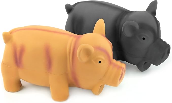 CHIWAVA 2PCS 6.5" Latex Cube Pig Dog Toy for Medium Large Dogs Grunt Sound | Squeeze Squeaky Toys for Interactive Play, Fetch, Indoor & Outdoor Activities