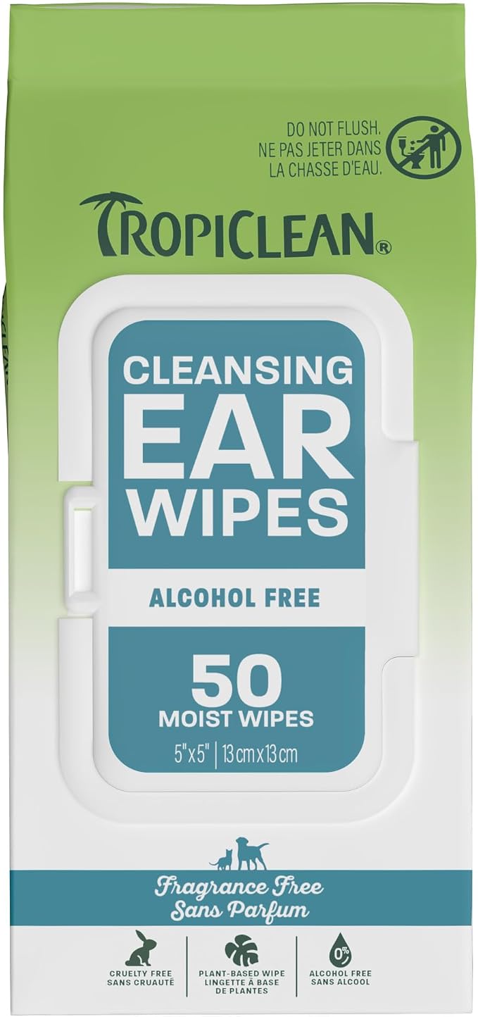 TropiClean Dog Ear Wipes, 50ct
