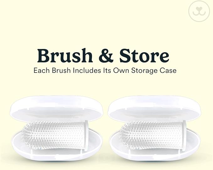 Jasper Dog Toothbrush, 360 Degree Dog Tooth Brushing Kit, Cat Toothbrush, Canine Dental Care & Teeth Cleaning Kit, Pet Finger Tooth Brush, Use with Pet Toothpaste, 2-Pack Clear
