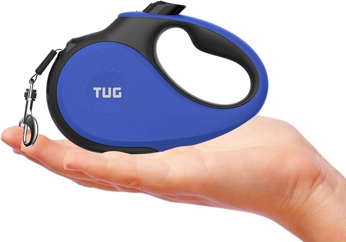 TUG Tiny Retractable Dog Leash, 10 ft (Extra Small, Blue) | 360° Tangle-Free Retraction, 10 ft Tape, Quick Thumb Lock, Anti-Slip Handle, For Pets Under 26 lbs