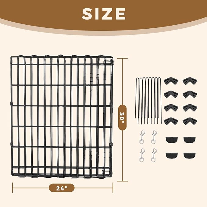 MUTTROS Foldable -30 inch Octagonal Metal Dog Playpen - 8-Panel Exercise Dog Fence, No Door, Indoor/Outdoor Dog Corral with Dog Pin for Puppies & Small Dogs, Puppy Gate, Small Black