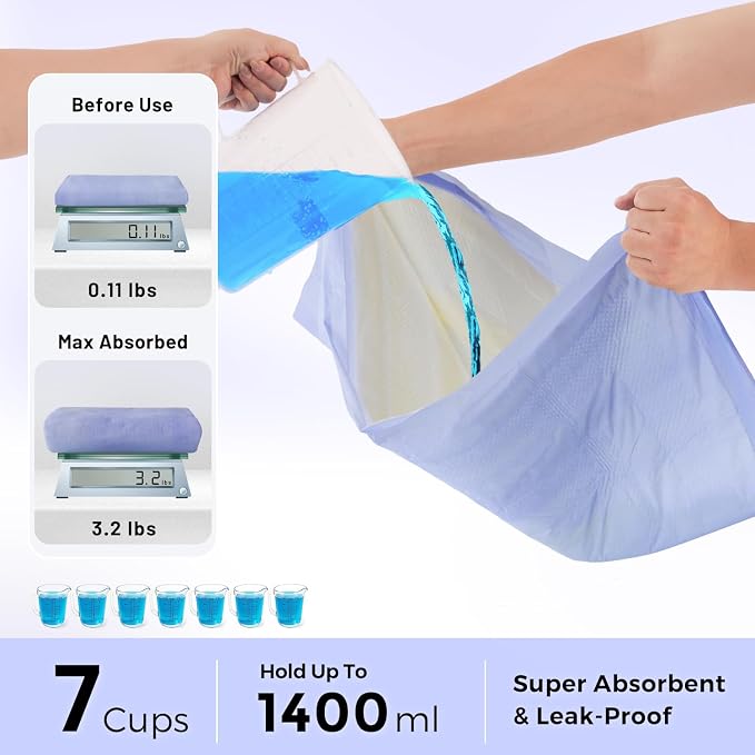 ZOMISIA 3D-Barrier Puppy Pee Pads for Dogs, 7 Cups Absorb & Rise Puffy Gel-Wall Leak-Proof, 22"x23" 50 Counts + 8 Pet Urine Test Strips, Super Absorbent Disposable Potty Training Pads