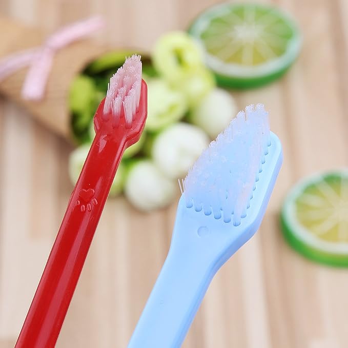 Double for Head Dog Toothbrush Long Handle Pet Toothbrush for Small Large Pet Supplies