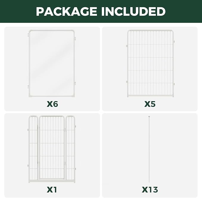 FXW AuraSpace Pro Acrylic & Wire Mesh Indoor Dog Playpen, 40" Height 12 Panels Metal Dog Pen for Medium and Large Dogs, White│Patented