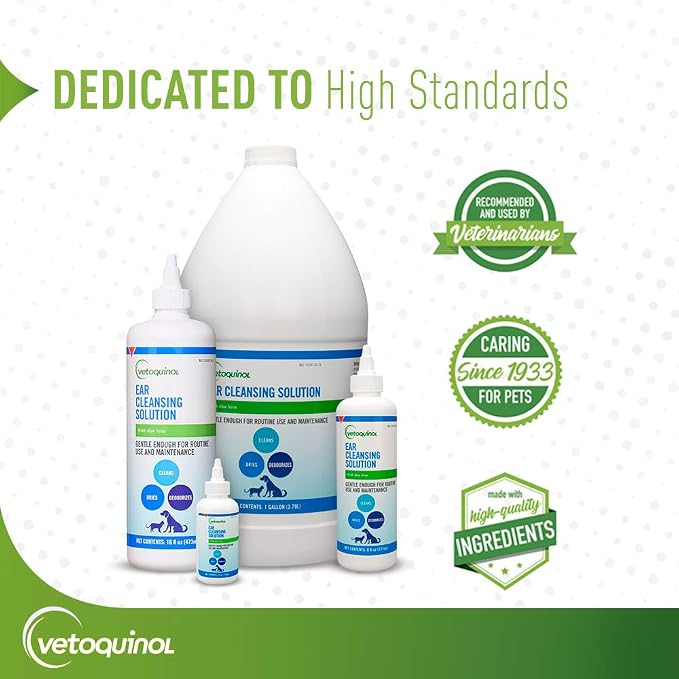 Vetoquinol Ear Cleansing Solution for Dogs and Cats, 16 oz