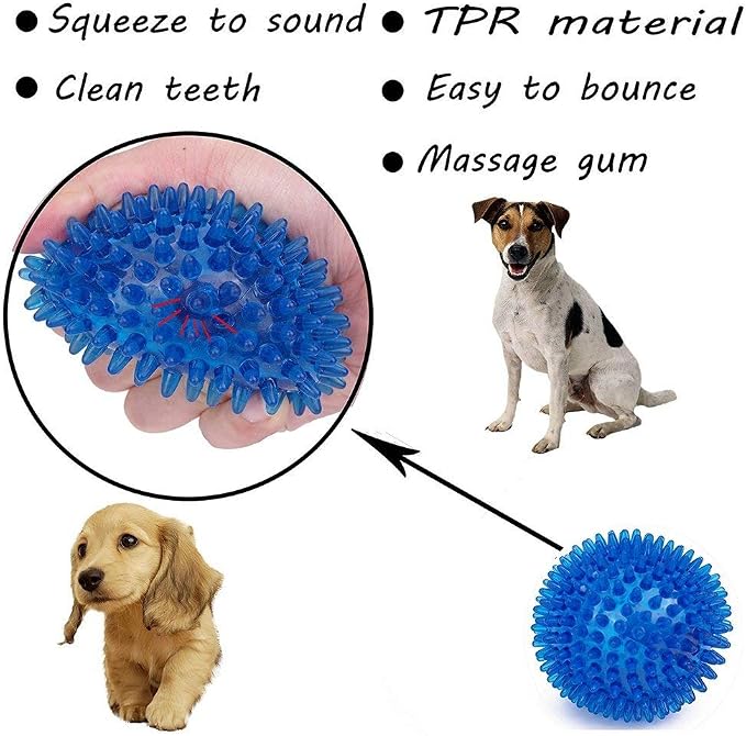 S-Lifeeling EEToys TPR Bouncy Floating Spiky Ball Squeaky Toy, 2-Pack