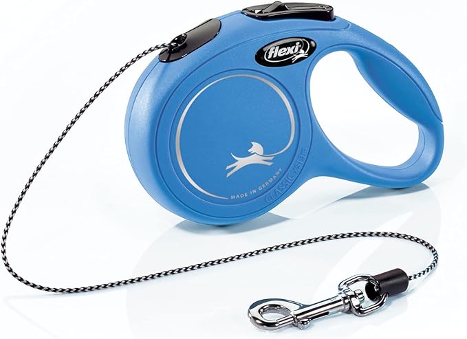 FLEXI® Classic XS Cord Retractable Dog Leash, 3-Finger Grip, 10 ft - Blue | German engineered, Pocket-Size original flexi leash, durable quality for dogs up to 18 lbs, tangle-free,reliable brake system