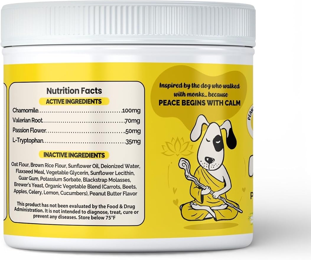 Aloka Peace & Calm Plant Based Calming Dog Treats with Chamomile, Valerian, 120-Pack, 8oz