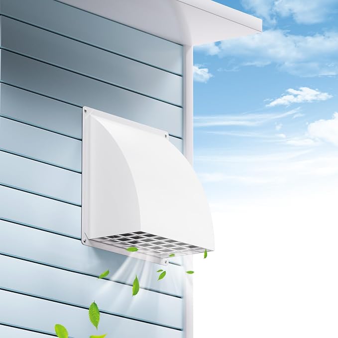 HG Power 8 Inch Wall Vent Cover with Removable Screen, White