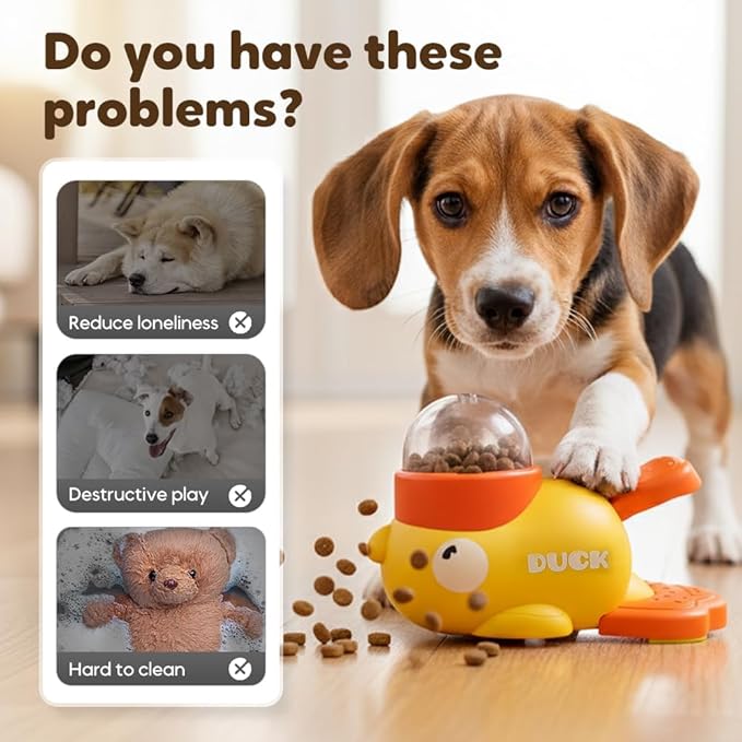 Dog Interactive Treat Dispenser, 2026 New Yellow Duck Cat Treat Dispenser, Interactive Dog Food Dispenser with Button, Dog Slow Feeder Prevents Bloating for Small & Large Cats Dogs (2Pcs)