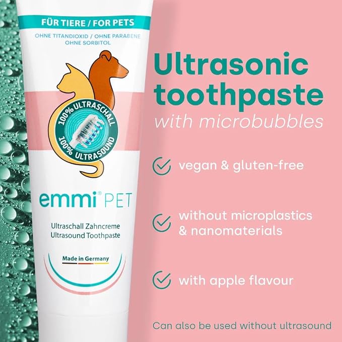 Emmi-pet PRO Oral & Skin Care Electric Toothbrush Set for Pets. Patented No Noise, No Brushing, Deep Cleaning Ultrasonic Technology - for Healthier Teeth & Gums & Fresher Breath. Made in Germany.