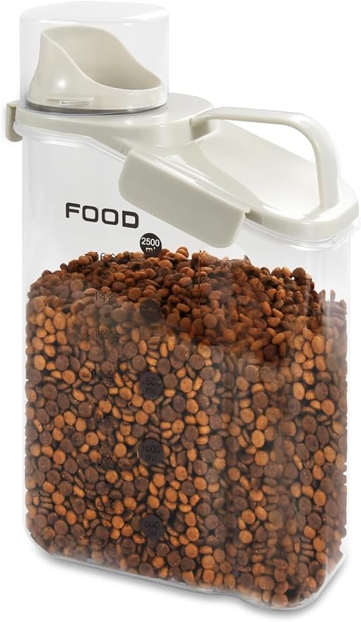 Pet Food Storage Container with Large Pour Spout, White