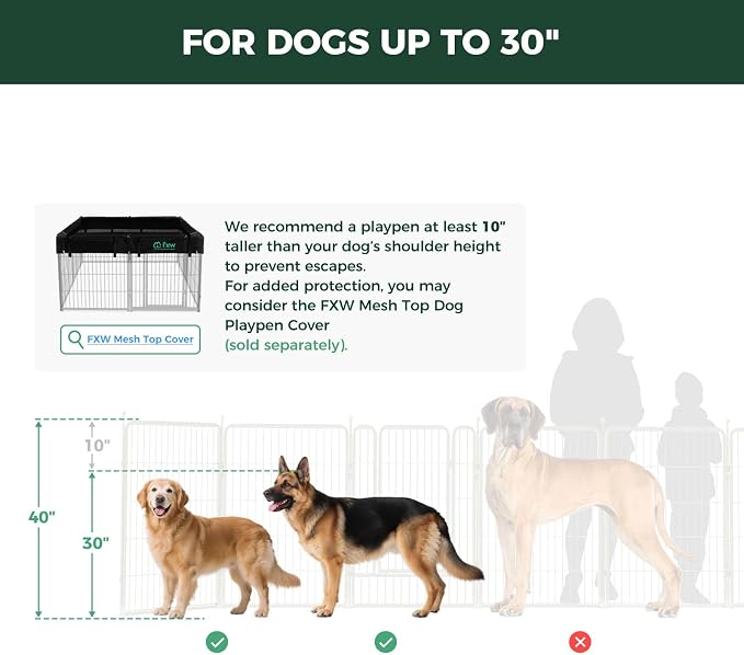 FXW Rollick Unleashed Dog Playpen, 40in, 24 Panels, Medium/Large, White
