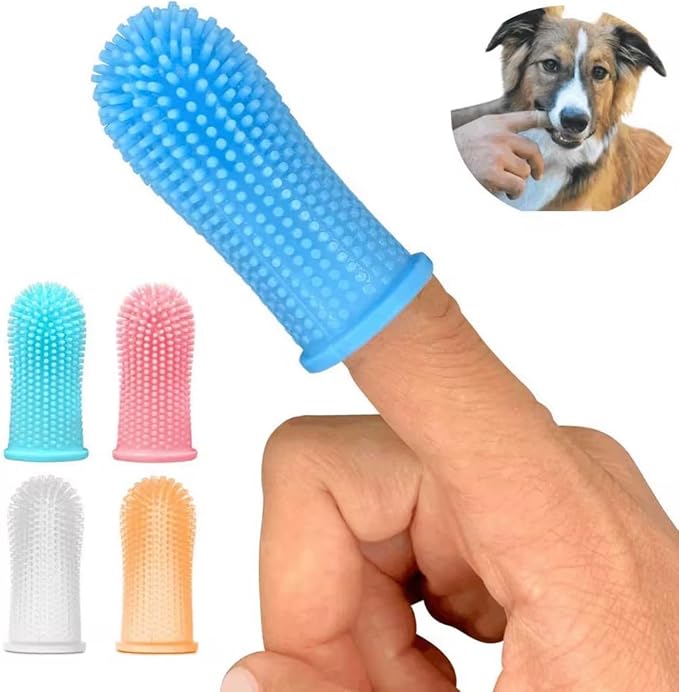 Pet Finger Toothbrush - Soft Silicone Finger Brush for Dogs & Cats, Gentle Dental Cleaning, Easy Teeth Care Tool, Plaque & Tartar Control