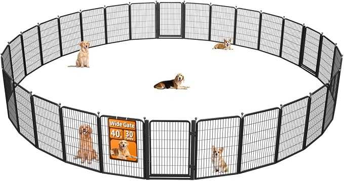 Wide Gate Dog Playpen Fence, 40in 30 Panels