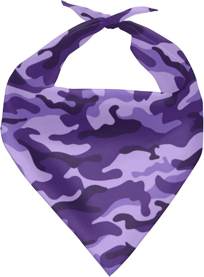 Jeiento Purple Camo Dog Bandanas Camouflage Dogs and Cat Bibs Reversible Triangle Scarf Kerchief, Medium, Small, Small, Purple