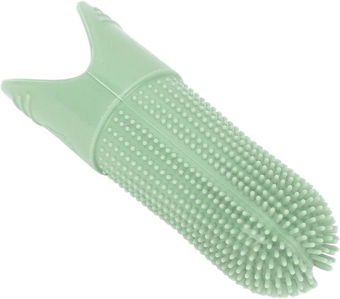 TOPINCN Silicone Dog Finger Toothbrush 360 Degree Food Grade for Dogs Cats Care with Flexible Design for Oral Clean (Green)