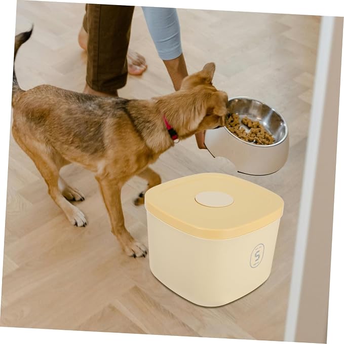 Toddmomy Airtight Dog Food Storage Container Large Capacity Vacuum Sealed Canister for Cat Dog, Large, Yellow