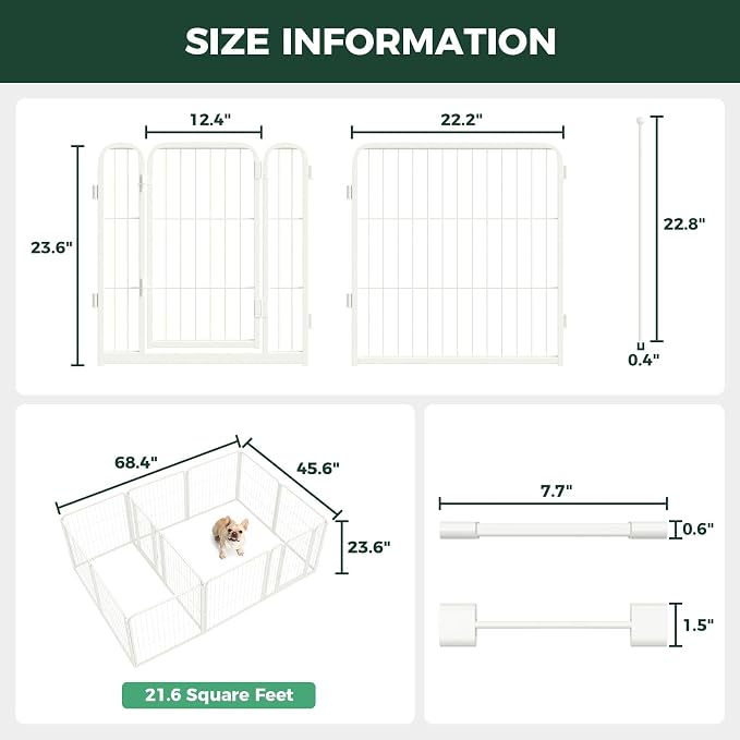 FXW Homeplus Unleashed Indoor Dog Playpen - Stress-Free and Safe Play, Heavy Duty 24 Inch 12 Panels with Connectors (Pack of 2) for Puppy and Small Dogs, White│Patented