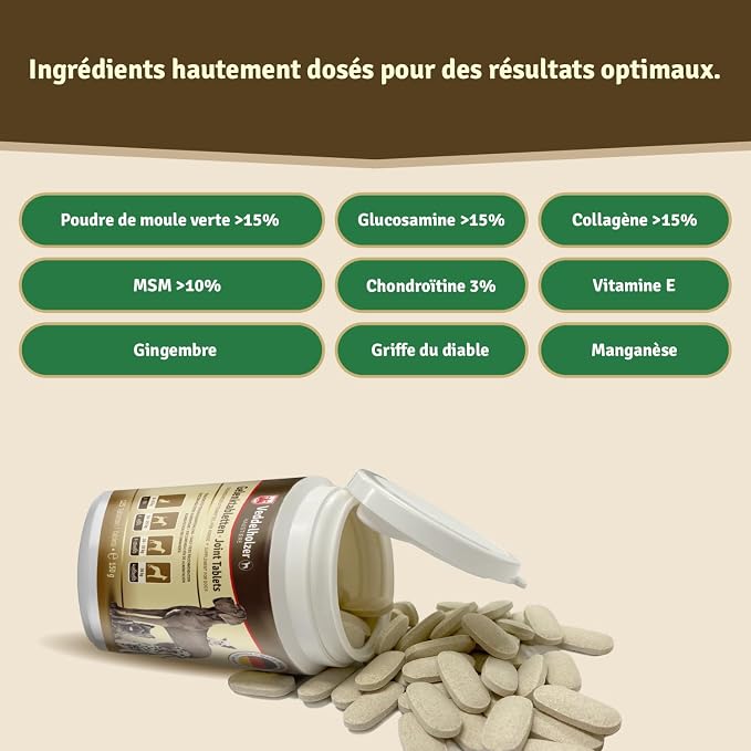 Veddelholzer Dog Joint Supplement Tablets – Hip & Joint Support with Glucosamine, Chondroitin, MSM & Turmeric – Mobility, Flexibility & Comfort Aid for Large & Small Breeds – Vet Recommended
