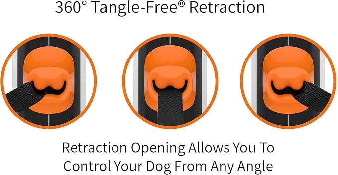 TUG Original Retractable Dog Leash, 16 ft (Small, White/Orange) | 360° Tangle-Free Retraction, 16 ft Tape, Quick Thumb Lock, Anti-Slip Handle, For Dogs Under 35 lbs
