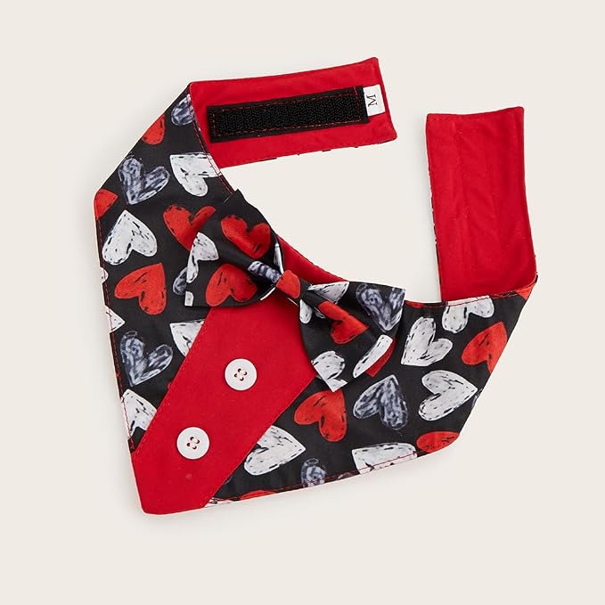 Valentine Dog Tuxedo Bandana with Bow Tie, Large, XS