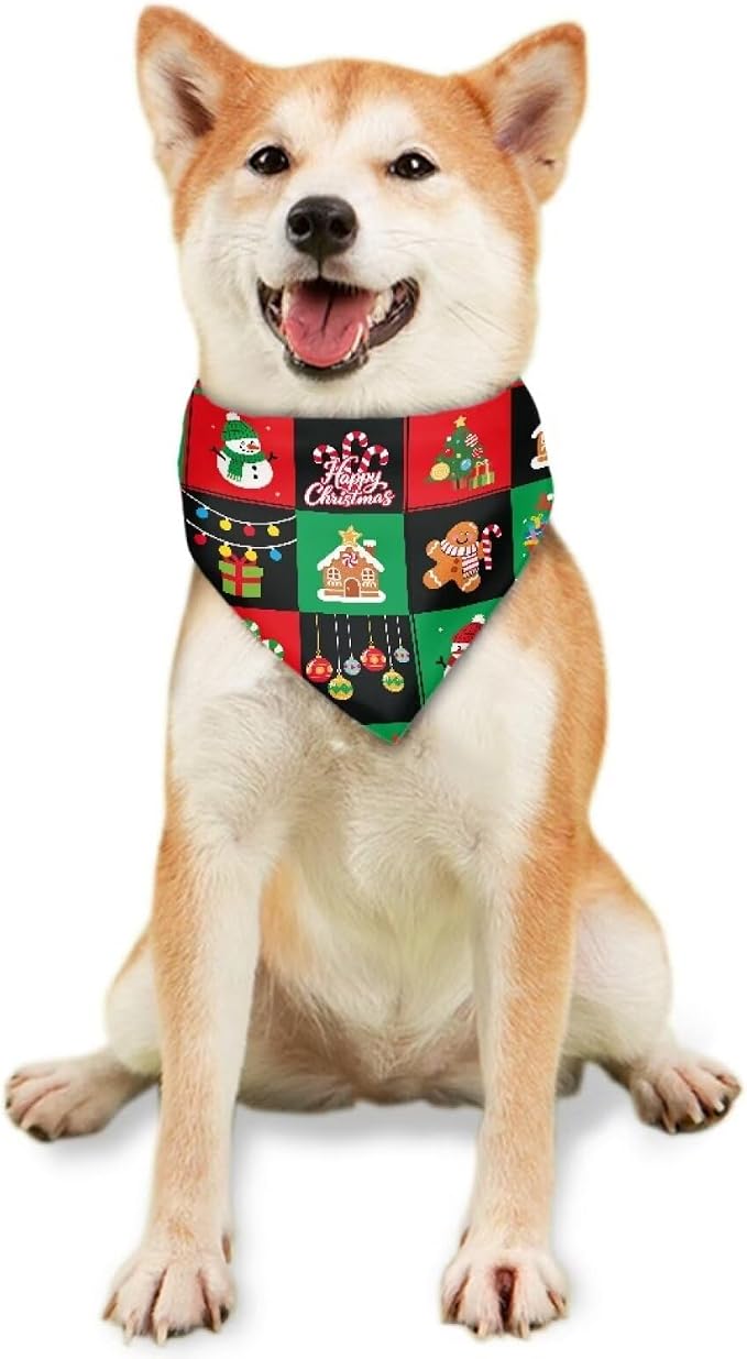 Jeiento Merry Christmas Theme Bandanas Xmas Party Costume, Polyester, Merry Christmas Theme