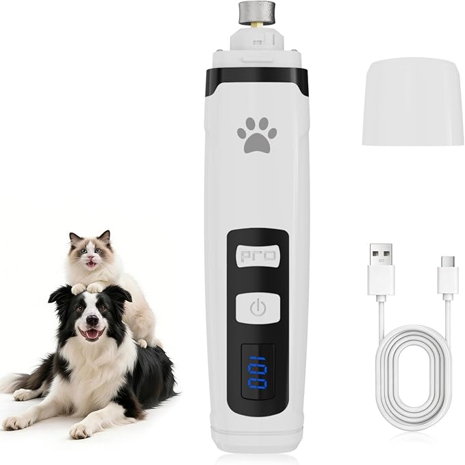 Low Noise Pet Nail Grinder with Light, 2-Speed, White