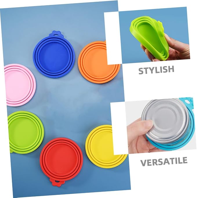Ciieeo 6pcs Silicone Pet Food Can Lids Dishwasher for Dog Cat Cans Flexible for Yogurt Soda Containers Maintain Freshness