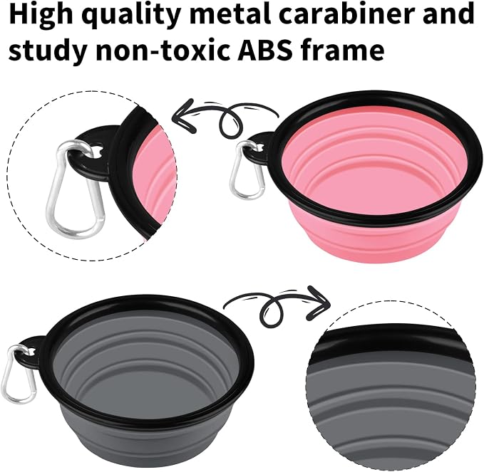 COOYOO Collapsible Dog Bowl, 2 Pack, with Carabiners