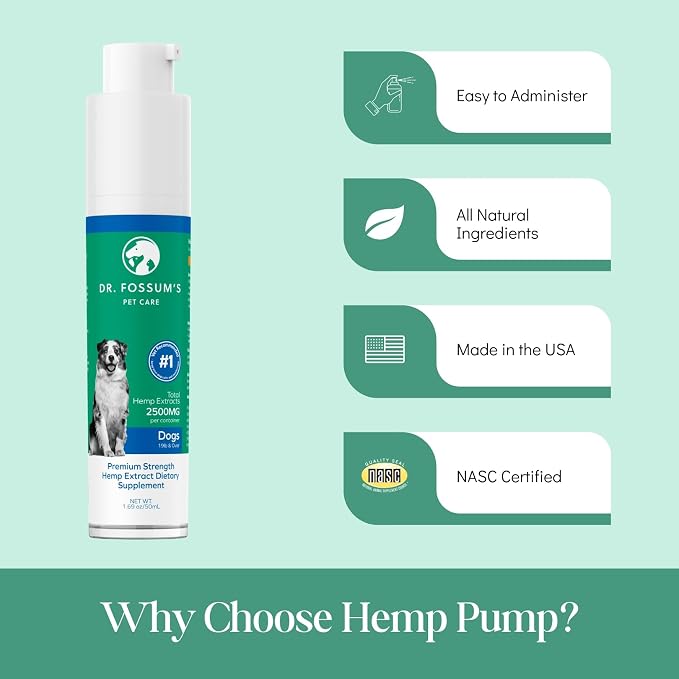 Dr. Fossum's Hemp Calming & Mobility Supplement for Dogs 6lbs & Over, Omega, 6lbs