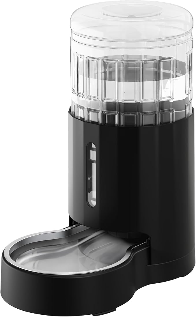 CZPET Dog Water Bowl Dispenser 4L, Wider Mouth & Upgraded Brush for Easy Cleaning Automatic Cat Gravity Refilling Waterer with Removable Stainless Steel Bowl, Large Drinking Area for Multi-Pet (Black)