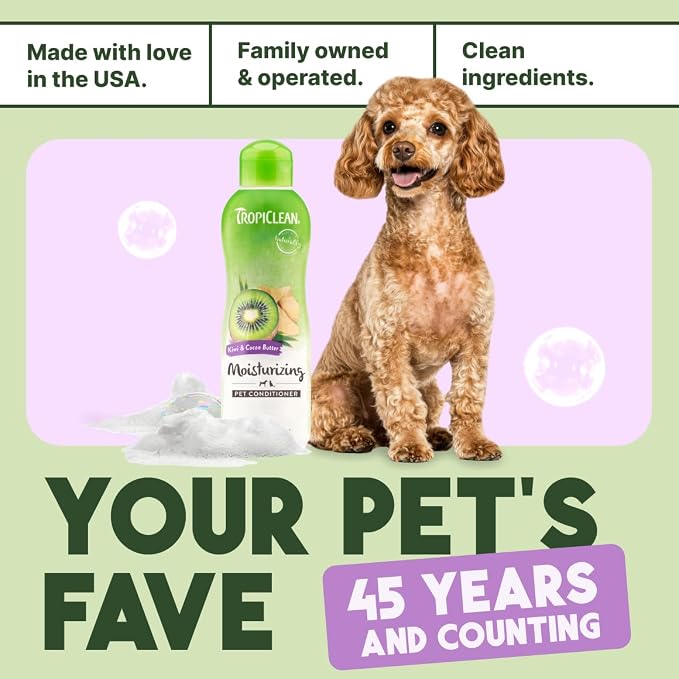 TropiClean Dog Conditioner, Detangling & Moisturizing, 1 Gallon | Professional Detangling & Moisturizing | Kiwi & Cocoa Butter Scent | Puppy Safe | Made in USA