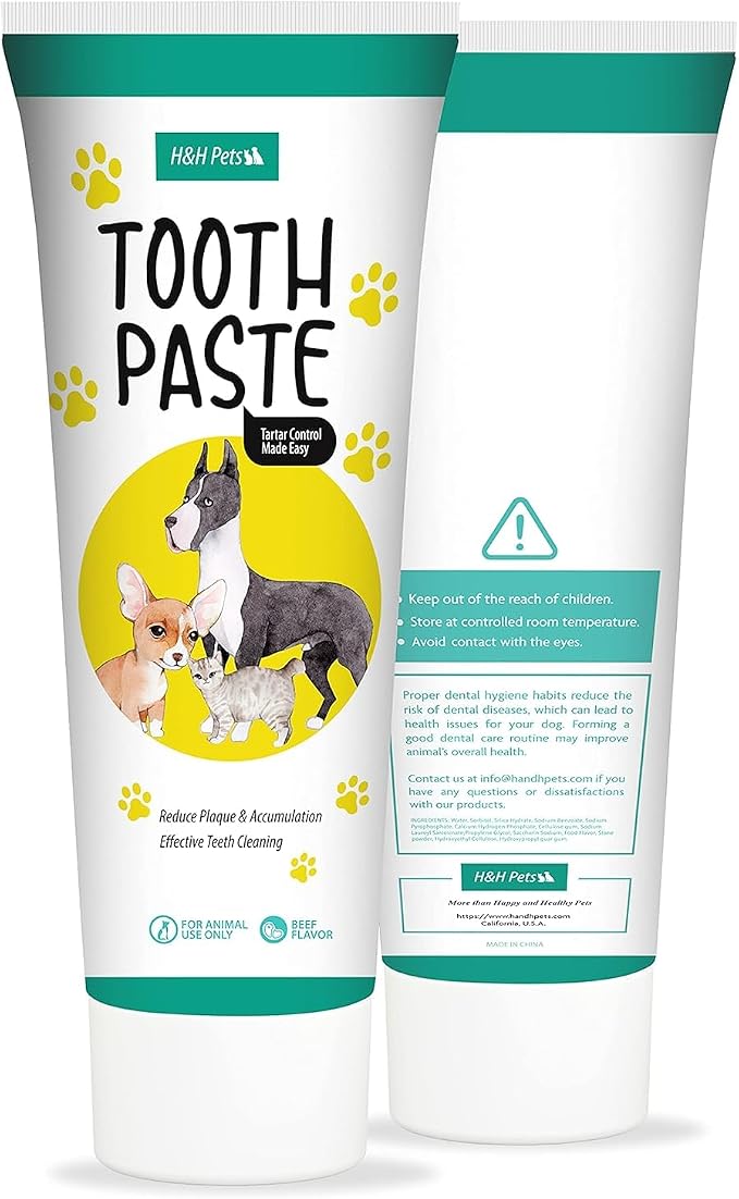 H&H Pets Dog Toothbrushes and Toothpaste Best Professional Cat & Dog Finger Tooth Brush, Dog Brush Set, Perfect for Dogs and Cats, Dog Supplies - Size Small 1 Count 3.5 Oz Toothpaste (100g)