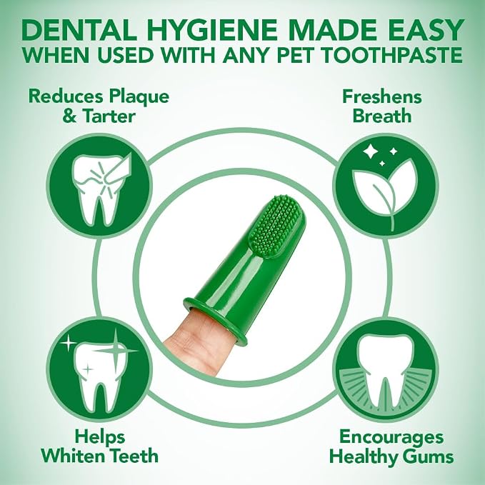 Vet’s Best Dog Toothbrush - Easy Teeth Cleaning for Dog Dental Care, Perfect for Dogs and Cats - Comes With 10 Soft Finger Brushes Per Pack
