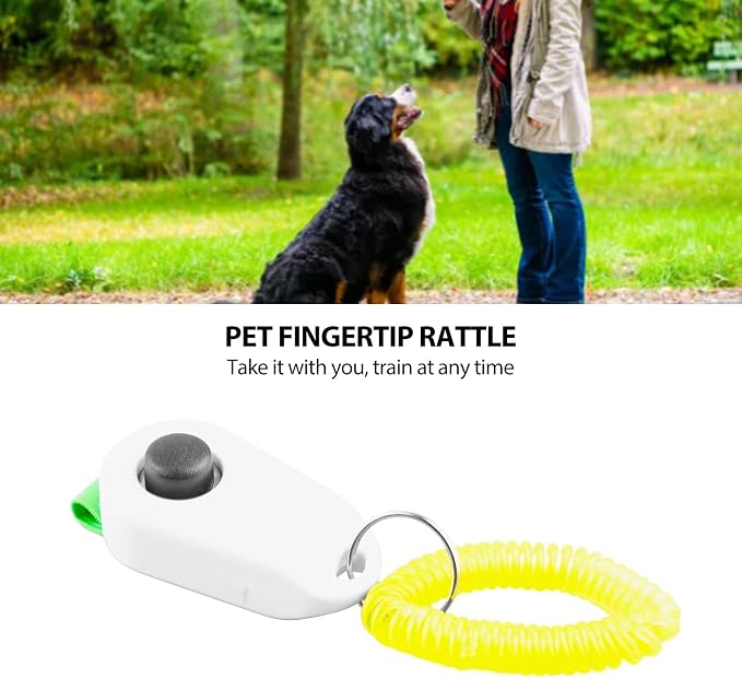 Pyhodi Dog Training Clicker, Lightweight Pet Training Clicker with Finger Ring and Wrist Strap, Clicker for Pets Cats Puppy Birds Horses, for Behavioral Training (White)