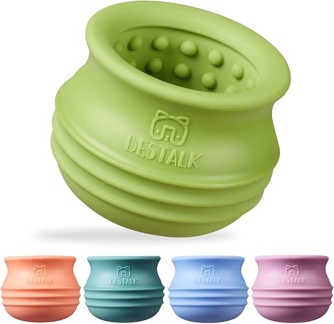 Dog Enrichment Treat Toy, Long-Lasting Wobbly Interactive Freeze Lick Toys for Dogs, Stuffable Puzzle Feeder Toy for Boredom, Silicone Treat Dispensing Chew Toy (Green,L)