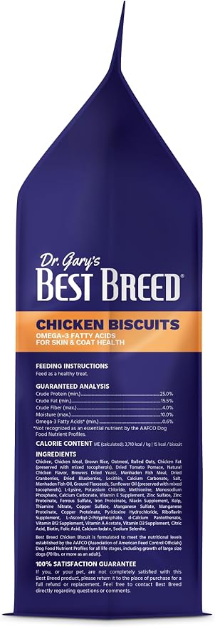 Best Breed Dr. Gary's Chicken Biscuits – Complete & Balanced Crunchy Dog Treats, Veterinarian-Formulated, Meat-First Chicken Recipe (4 Lb. Value Size)