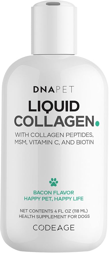 DNA PET Liquid Collagen for Dogs, Beef Peptides, Bacon Flavor, 4 fl oz