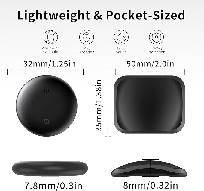 Mini GPS Tracker for Vehicles, Hidden Magnetic Car Tracker, No Subscription, Real Time Tracking Device for Cars, Dogs, Keys, Luggage, GPS para Carros Rastreador - Works with Apple Find My (iOS Only)