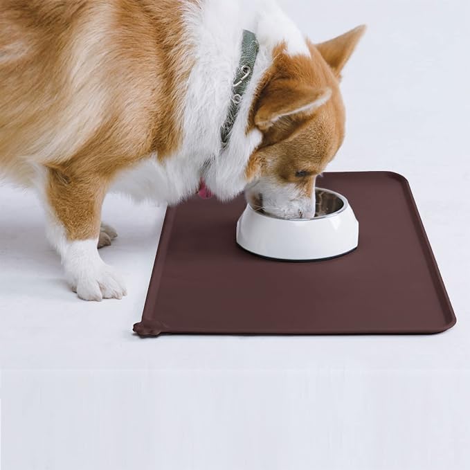 AUDWUD Silicone Waterproof Pet Feeding Mats,Anti Slip Bowl Pad, Dog Mat for Food and Water